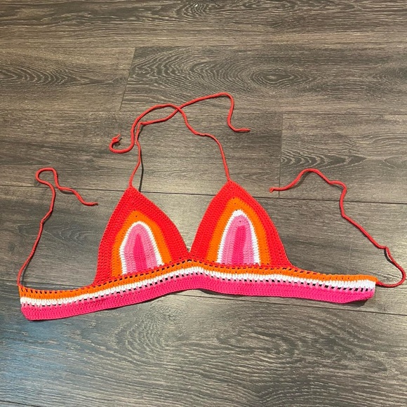 Handmade Lesbian Pride Flag Crochet Crop Top - Picture 1 of 2